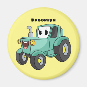 Imán Personalizado de tractores verde feliz