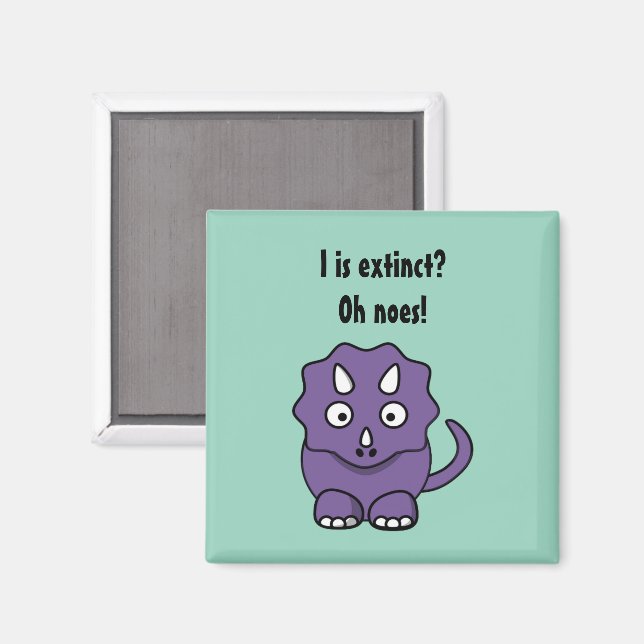 Imán Personalizado de Triceratops púrpura y divertida e (Anverso/Reverso)