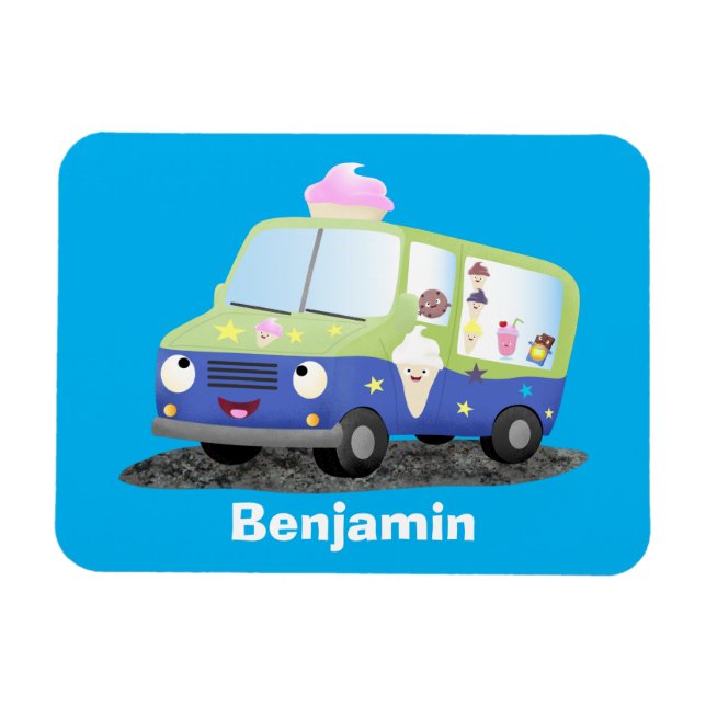 Imán Personalizado de un camión de helados alegre (Horizontal)