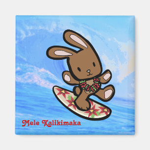 Imán Personalizado de vacaciones de conejo de surf de H