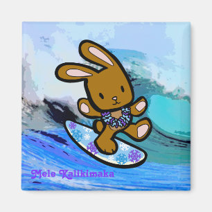 Imán Personalizado de vacaciones de conejo de surf de H