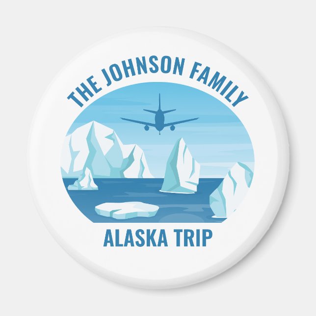 Imán Personalizado de vacaciones de familia Alaska Glac (Frente)