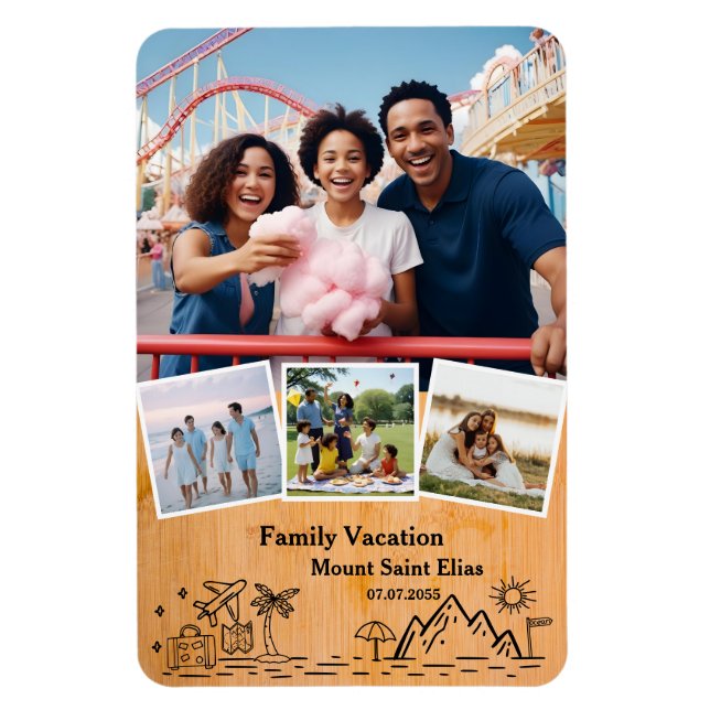 Imán Personalizado de viaje de vacaciones familiares 4  (Vertical)