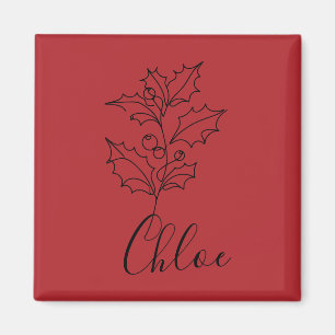 Imán Personalizado December Holly Birth Flower Gift