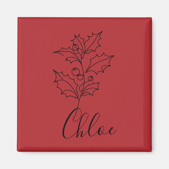 Imán Personalizado December Holly Birth Flower Gift (Frente)