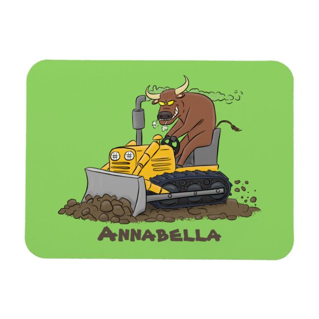 Imán Personalizado del bulldozer cómico que conduce un  (Horizontal)