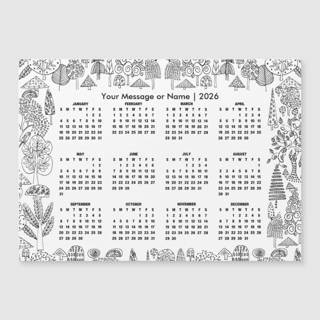 Imán personalizado del calendario de árboles del b (Anverso)