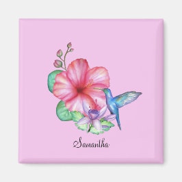 Imán Personalizado del Colibrí Floral Tropical