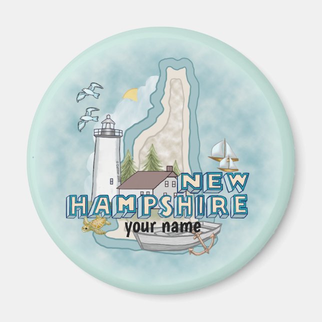 Imán personalizado del faro de New Hampshire (Frente)