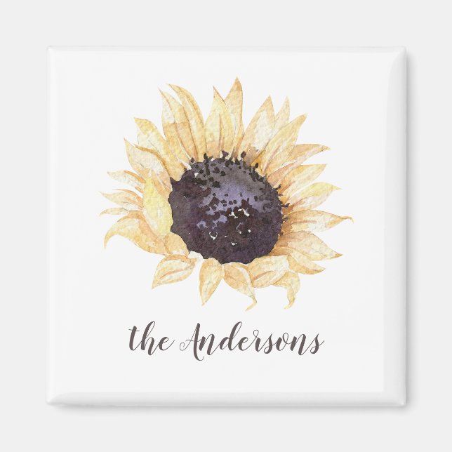 Imán personalizado del girasol amarillo y marrón (Frente)