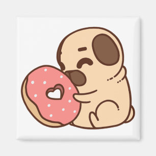 Imán Personalizado del mascota del Bulldog Pug donut Pu