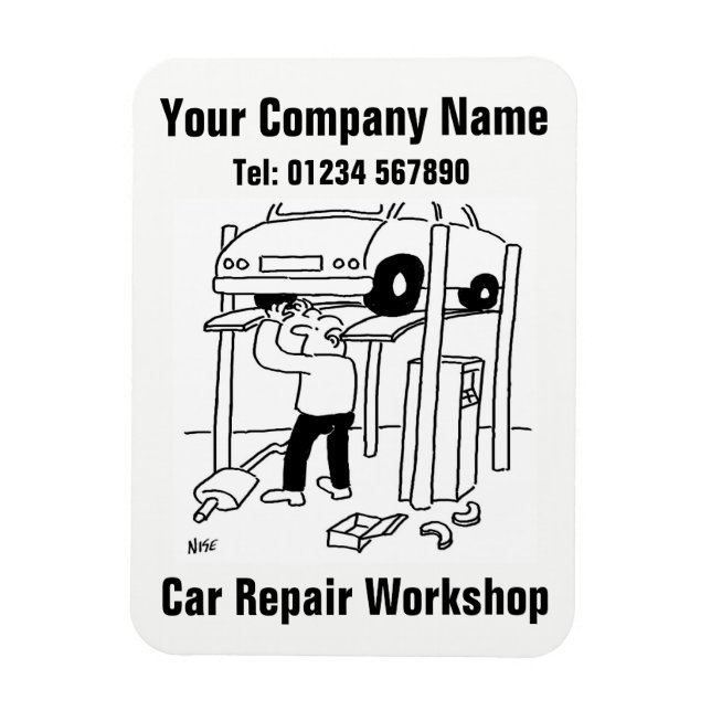 Imán Personalizado del taller de reparación de automóvi (Vertical)