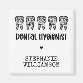 Imán Personalizado Dental Hygienist Leoparst Print Teet