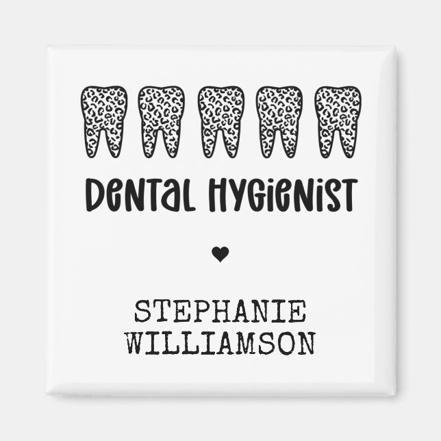 Imán Personalizado Dental Hygienist Leoparst Print Teet (Frente)