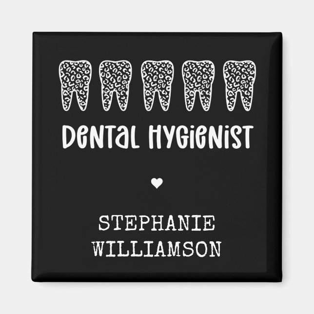 Imán Personalizado Dental Hygienist Leoparst Print Teet (Frente)