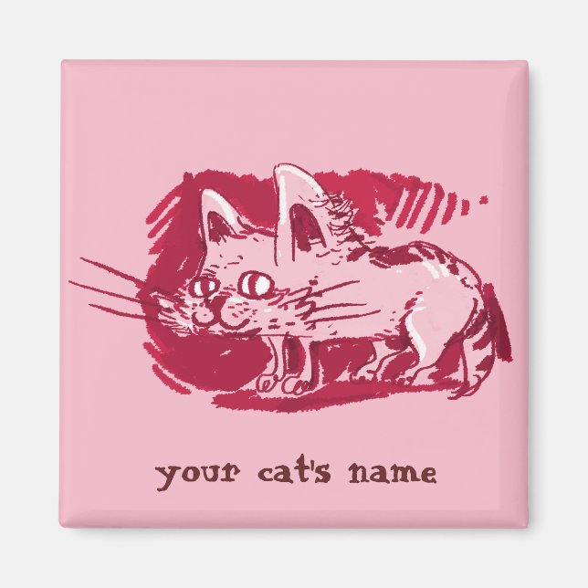 Imán personalizado divertido de gato raro (Frente)