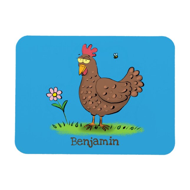 Imán Personalizado divertido de pollo rústico y caprich (Horizontal)
