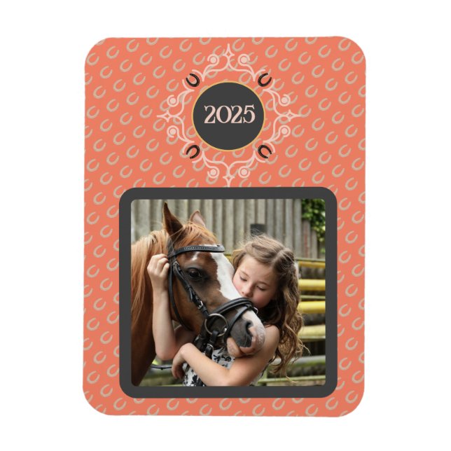 Imán Personalizado ecuestre Textos Lucky Horse Shoe Fot (Vertical)