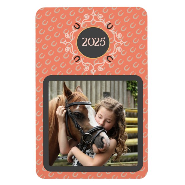 Imán Personalizado ecuestre Textos Lucky Horse Shoe Fot (Vertical)