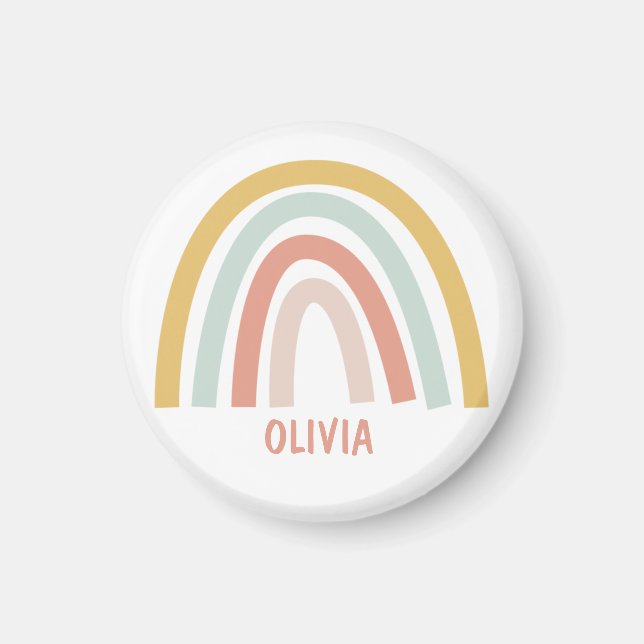 Imán Personalizado el arcoiris del Boho Pastel (Frente)