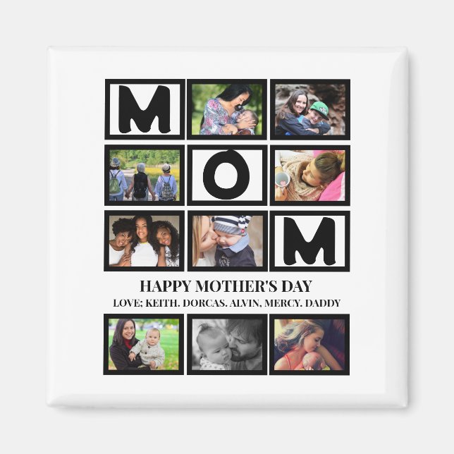 Imán Personalizado elegante Feliz Día de la Madre 9 Col (Frente)