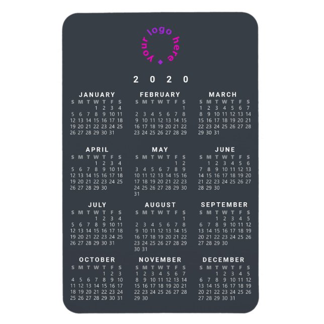 Imán Personalizado Empresa Logo 2020 Calendar Business  (Vertical)