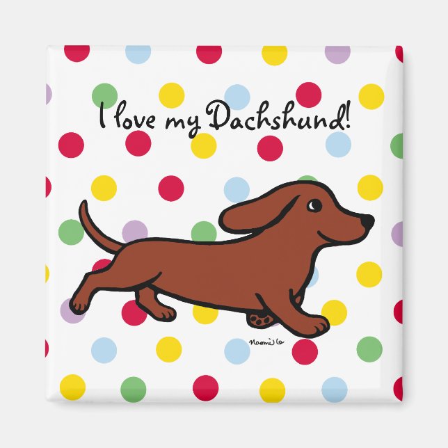 Imán Personalizado en ejecución de Dachshund (Frente)