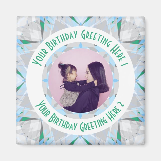 Imán Personalizado Estrella de cumpleaños Grey Green Ph (Frente)
