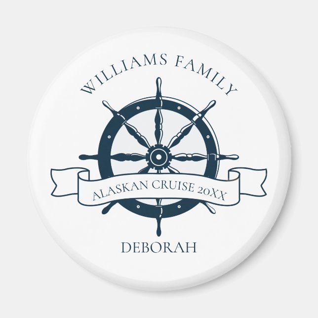 Imán Personalizado Familia Cruise Ship Wheel Nautical V (Frente)