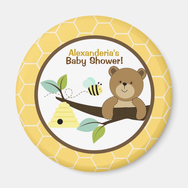 Imán Personalizado Favnet del oso de miel y abeja de bu (Frente)