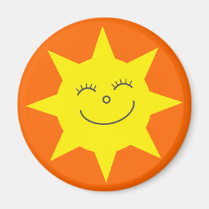 Imán Personalizado feliz del naranja de la cara de Sun