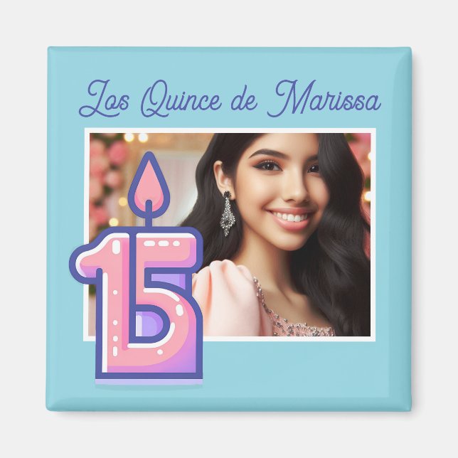 Imán Personalizado Foto  15 cumpleaños Chica Quinceañer (Frente)