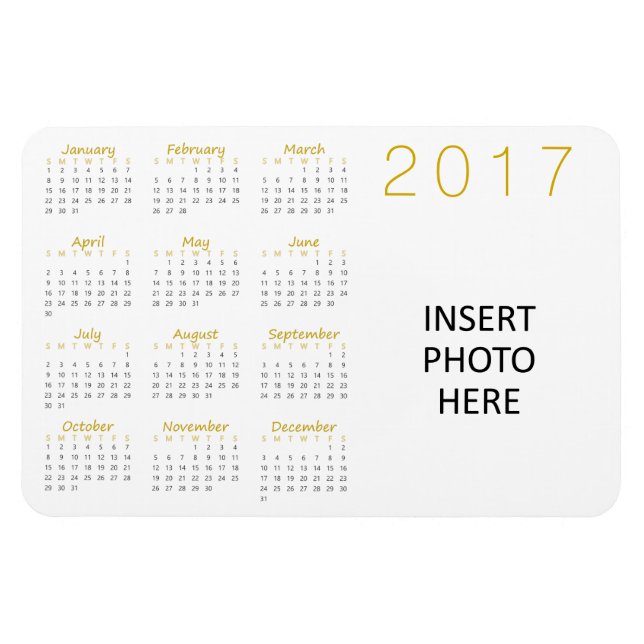 Imán Personalizado Foto 2017 Calendario Magnet Gold y g (Horizontal)
