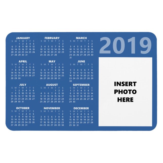 Imán Personalizado Foto 2019 Magnet Calendario - Azul (Horizontal)