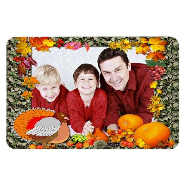 Imán Personalizado Foto Agradecimiento pavo y calabazas (Horizontal)