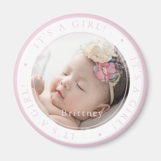 Imán Personalizado foto chica de nacimiento con una sim (Frente)