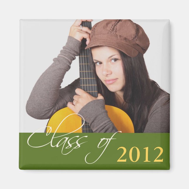 Imán Personalizado foto clase verde de graduación escol (Frente)
