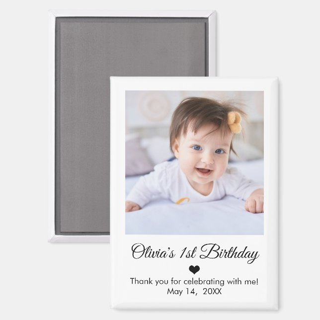 Imán Personalizado Foto de cumpleaños Primer Día de Fie (Anverso/Reverso)