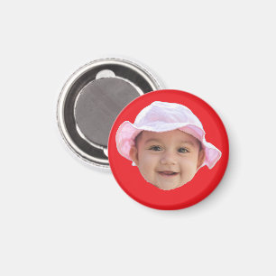 Imán Personalizado Foto del bebé, foto del bebé Rojo