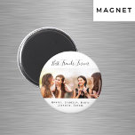 Imán Personalizado foto mejores amigos para siempre seg<br><div class="desc">Un regalo para tu(s) mejor(s) amigo(s) para el favor del cumpleaños,  Navidades o un evento especial. Texto negro: Best Friends Forever,  escrito con un guión de moda a mano. Personaliza y usa tu propia foto y nombres. Un fondo blanco moda.</div>
