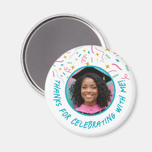 Imán Personalizado Foto Nombre Confetti Graduación Grac