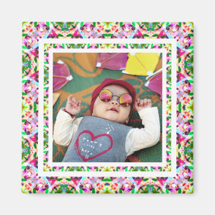 Imán Personalizado foto vibrante rosa Feliz Día Verde d