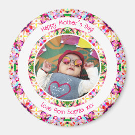 Imán Personalizado foto vibrante rosa Feliz Día Verde d