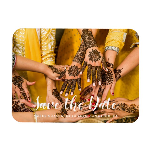 Imán personalizado fotografía henna india guardar la fe (Horizontal)