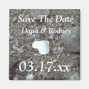 Imán Personalizado fotográfico de Beach Wedt Heart Salv