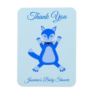 Imán Personalizado Fox de Cute Blue Baby Boy