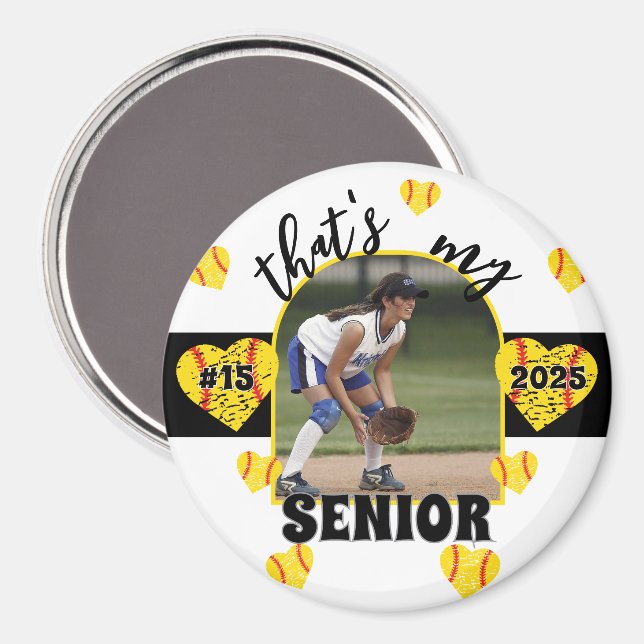 Imán Personalizado Game Day Senior Softball Player para (Anverso/Reverso)