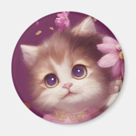 Imán Personalizado gatito de bebé esponjoso con ojos gr