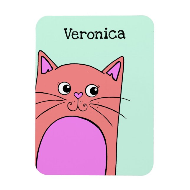 Imán Personalizado gato rosa de peinado (Vertical)