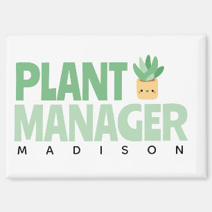 Imán Personalizado Gerente de planta Nombre Cactus Negr